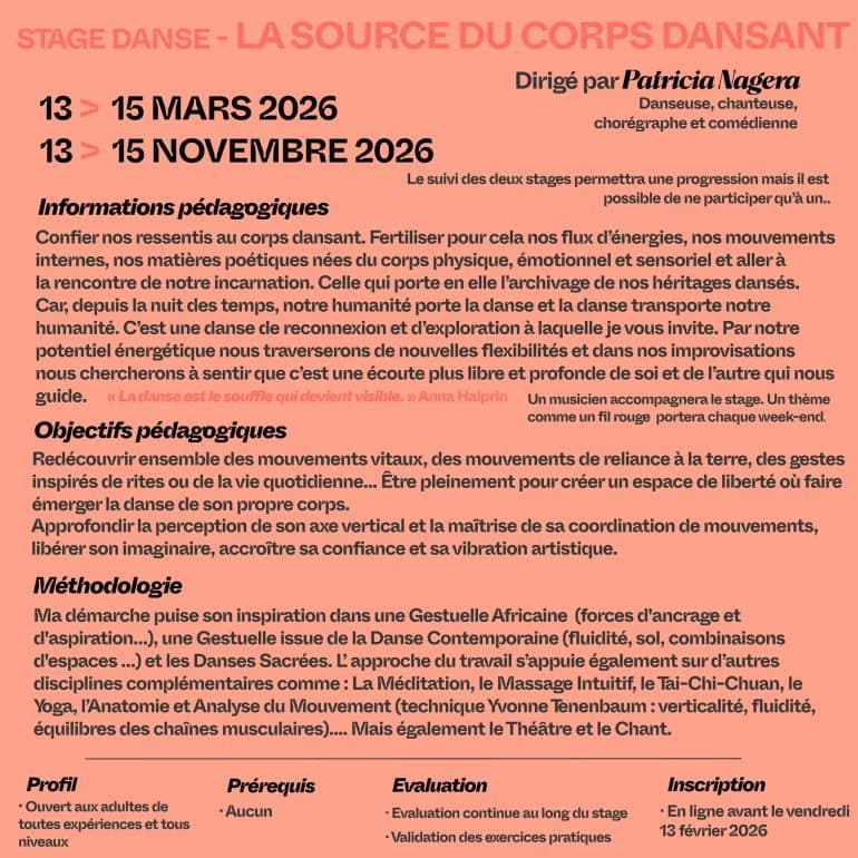 Affiche de Stage – La source du corps dansant