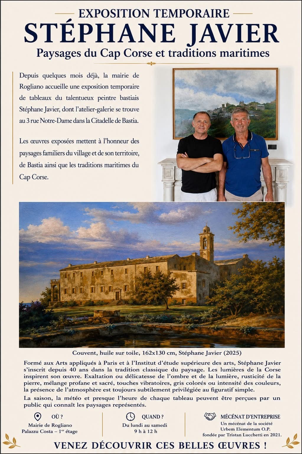 Affiche de Exposition de Stéphane Javier — Paysages du Cap Corse et traditions maritimes