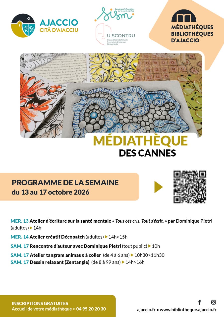 Affiche de Atelier tangram animaux à coller - Médiathèque des Cannes