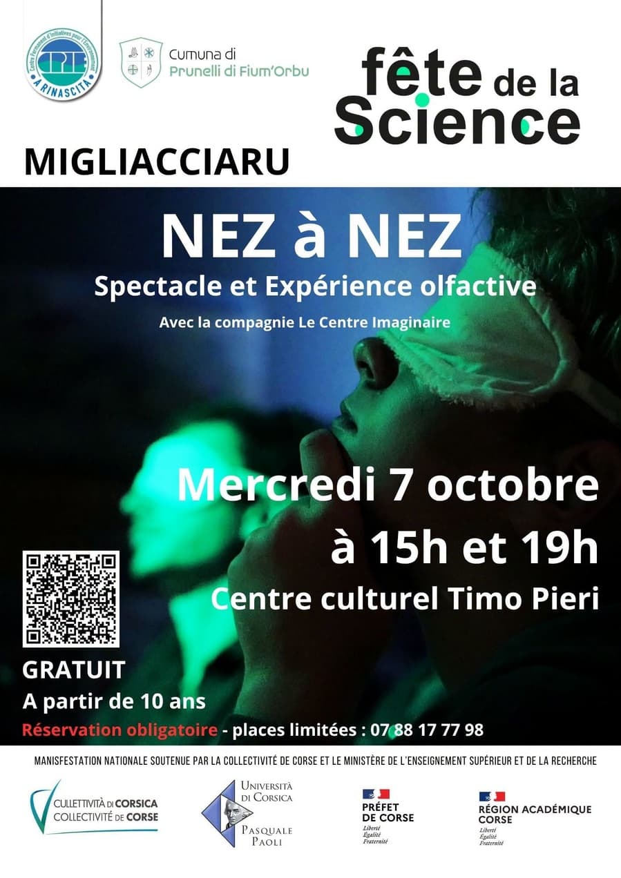 Affiche de Fête de la science / Spectacle et Expérience olfactive : "Nez à nez" avec la compagnie Le Centre Imaginaire - Salle Timo Pieri