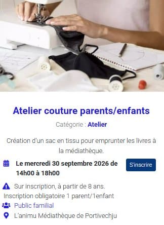 Atelier couture parents-enfants à la médiathèque L'Animu