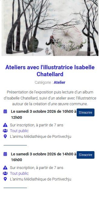 Ateliers avec l’illustratrice Isabelle Chatellard à la médiathèque L’Animu