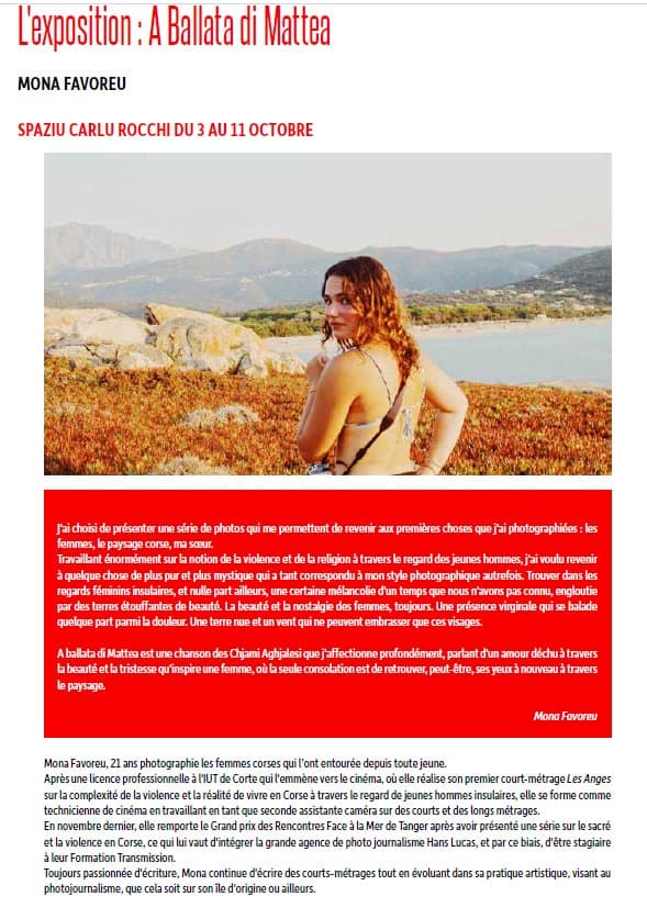 Affiche de Arte Mare : « A Ballata di Mattea », exposition de Mona Favoreu