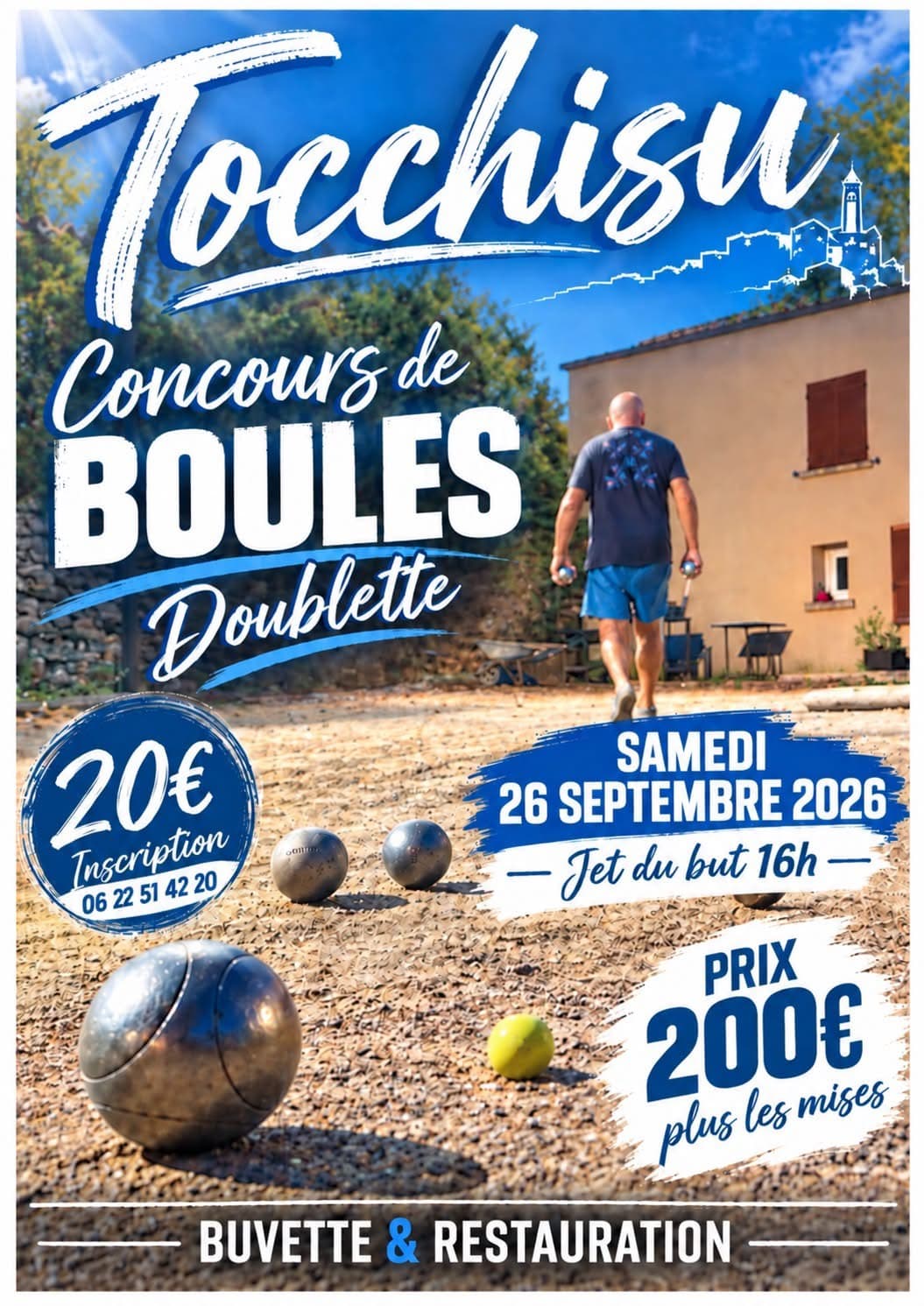 Affiche de Concours de pétanque en doublette à Tocchisi