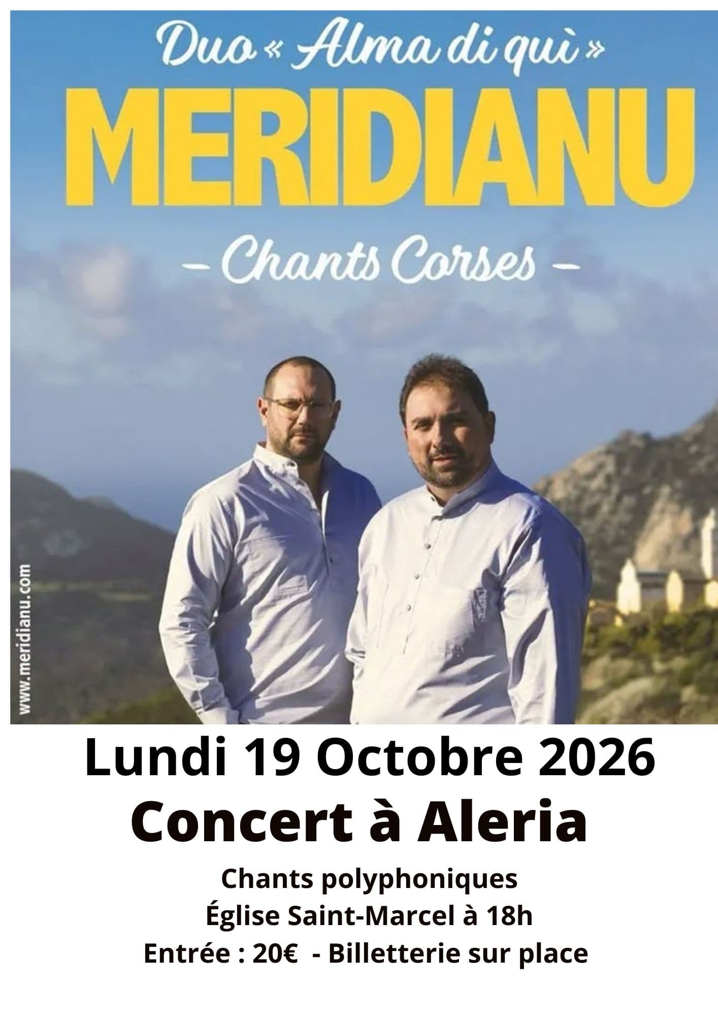Affiche de CONCERT DU GROUPE CORSE MERIDIANU - ALERIA - 19H