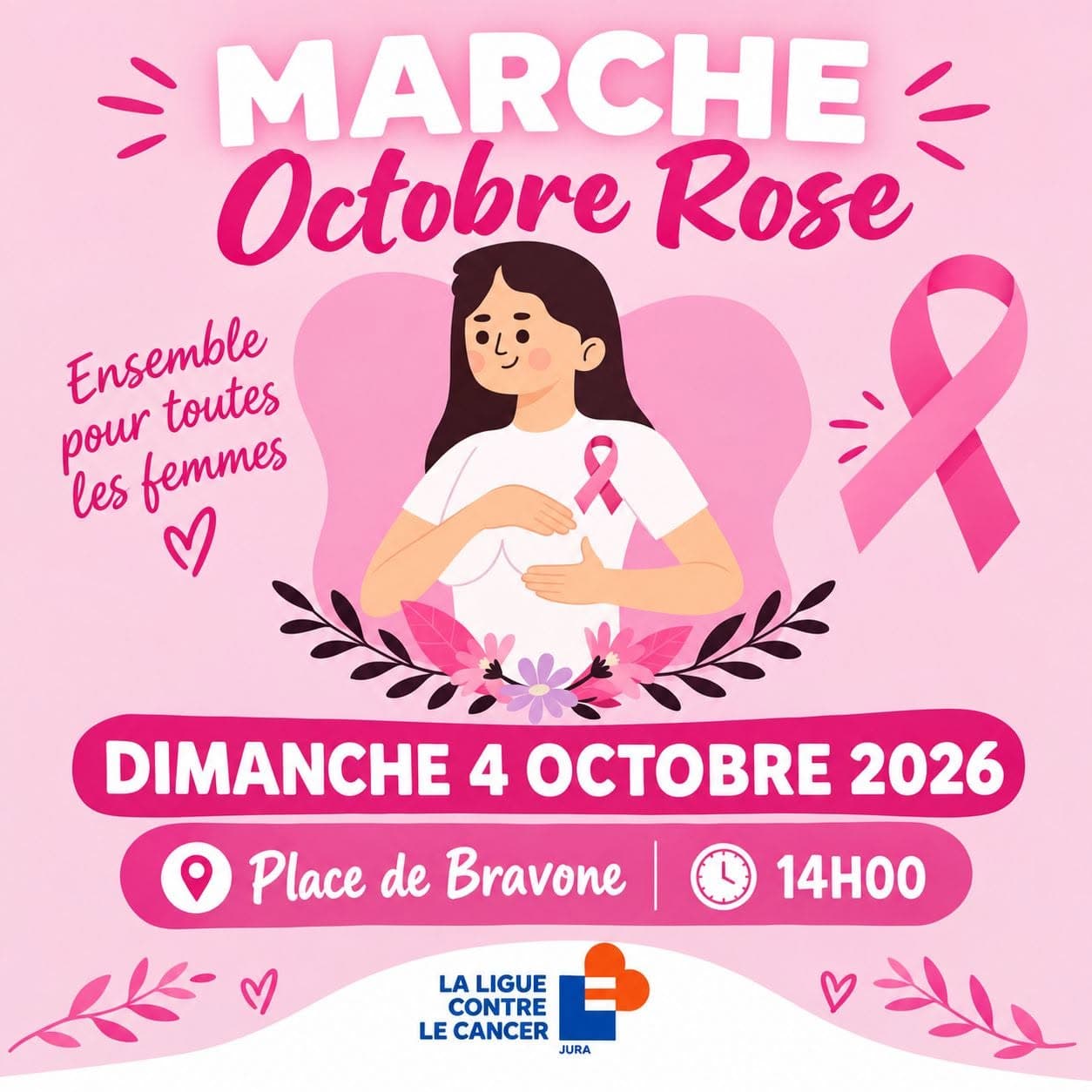 Affiche de MANIFESTATION POUR OCTOBRE ROSE - LINGUIZZETTA