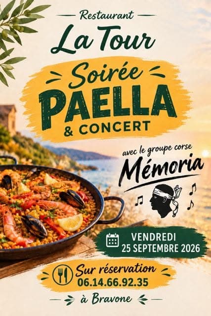 Affiche de Soirée musicale et paella au restaurant La Tour