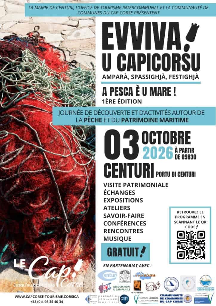 Affiche de EVVIVA U CAPICORSU ! – 1ère édition à Centuri – Samedi 03 Octobre 2026 – sur le thème de la pêche et du patrimoine maritime